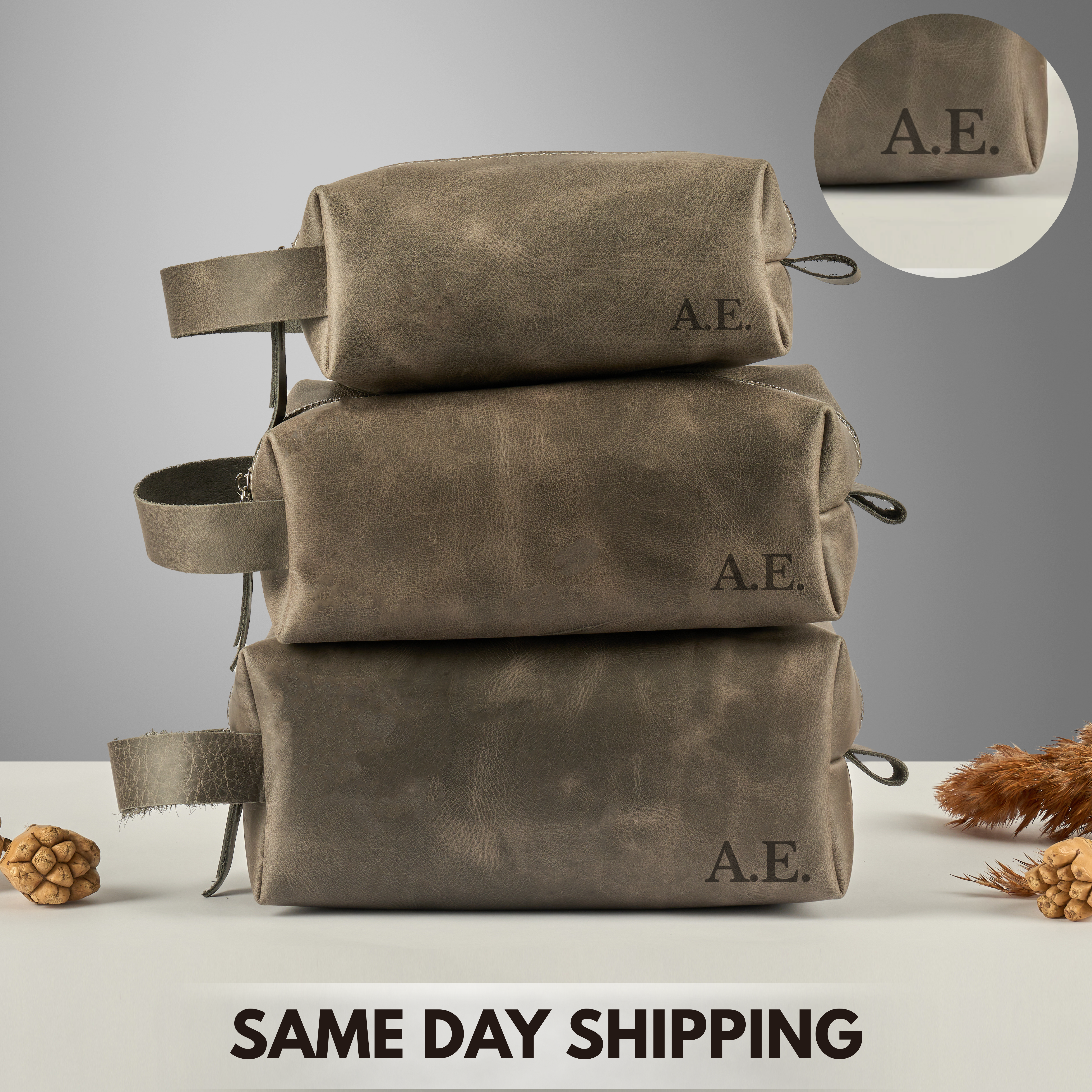 1 Personalized Leather Dopp Kit - Image 8