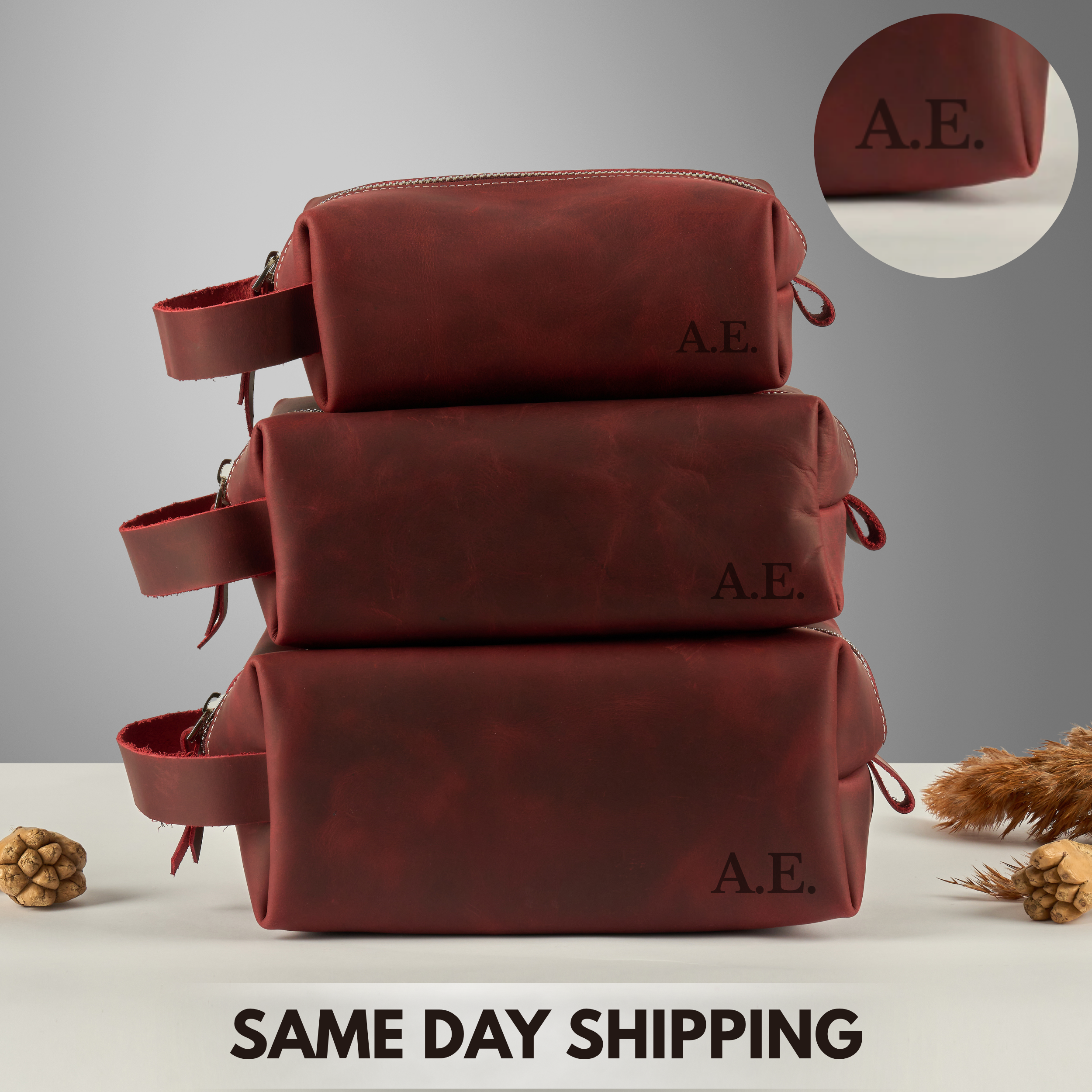 9 Personalized Leather Dopp Kit - Image 6