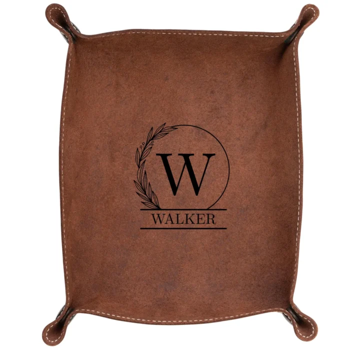 Personalized Hand Crafted Leather Office Desk Organizer, Catch All Tray, Custom Storage Vanity Tray for Him, Decorative Desk Valet Tray - Image 2