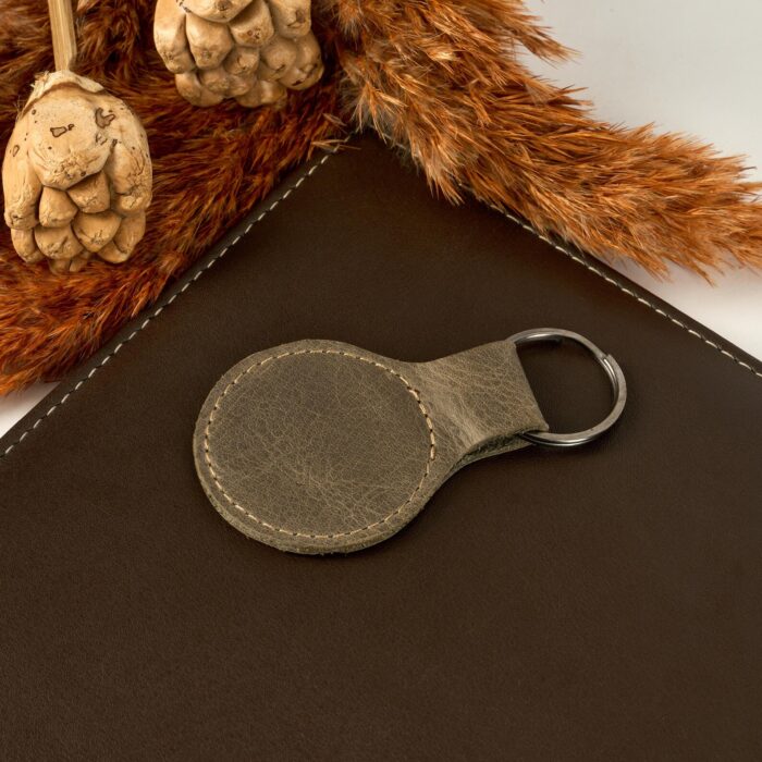 Personalized Round Leather Keychain, Custom Leather Circle Keychain for Birthday Gift, Name Initial Personalized Gift, Gift for Him - Image 4