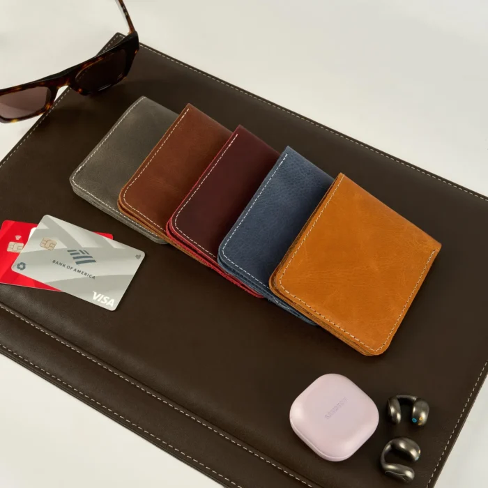 Personalized Nice Slim Id Wallet for Men, Minimalist Green Cool Card Holder Wallet for Dad, Leather Blue Mens Wallet Customize for Fathers - Image 9