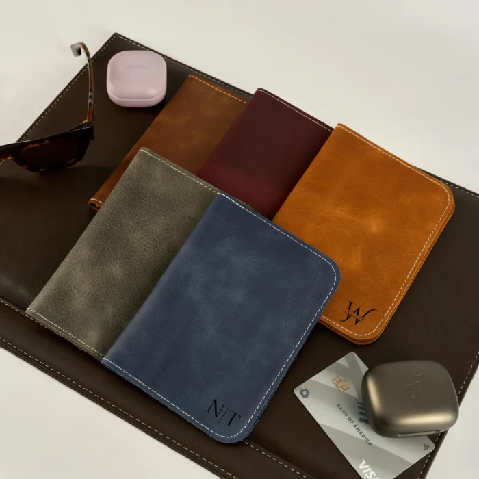 Personalized Leather Passport Holder Wallet Men, Travel Document Wallet Passport Holder Leather for Boyfriend, Passport Holder Case for Men - Image 1
