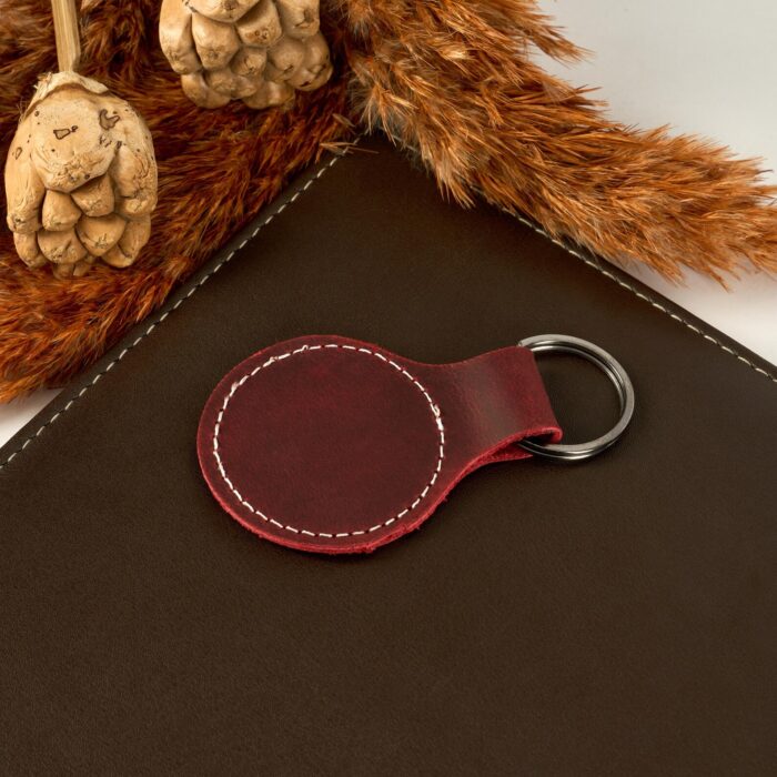 Personalized Round Leather Keychain, Custom Leather Circle Keychain for Birthday Gift, Name Initial Personalized Gift, Gift for Him - Image 5