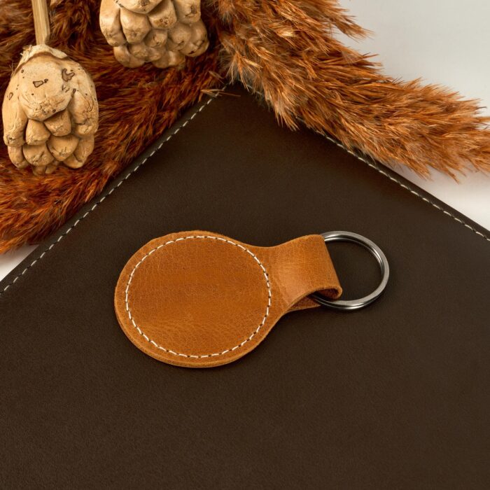 Personalized Round Leather Keychain, Custom Leather Circle Keychain for Birthday Gift, Name Initial Personalized Gift, Gift for Him - Image 7