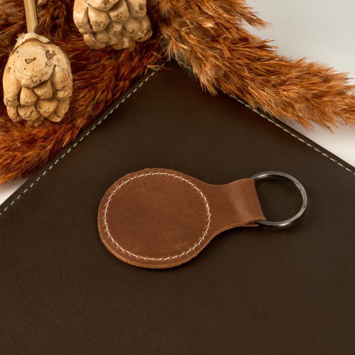 Personalized Round Leather Keychain, Custom Leather Circle Keychain for Birthday Gift, Name Initial Personalized Gift, Gift for Him - Image 8