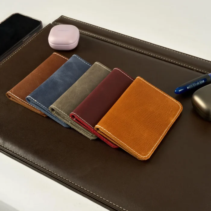 Personalized Mens Leather Monogram Card Wallet for Boyfriend, Small Slim Custom Card Holder for Dad, Bifold Embossed Initials Card Wallet - Image 3