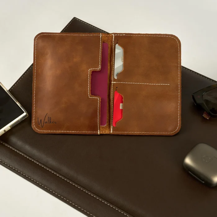 Personalized Leather Passport Holder Wallet Men, Travel Document Wallet Passport Holder Leather for Boyfriend, Passport Holder Case for Men - Image 6