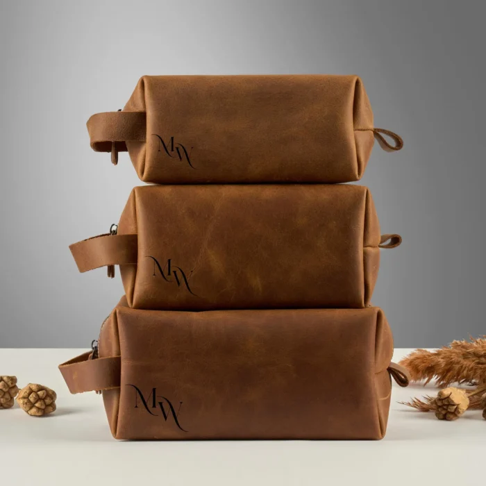 Personalized Mens Leather Toiletry Bag, Travel Toiletry Bag for Personalized Gift, Dopp Kit Leather Men's Travel Bag, Groomsmen Gift Bags - Image 5